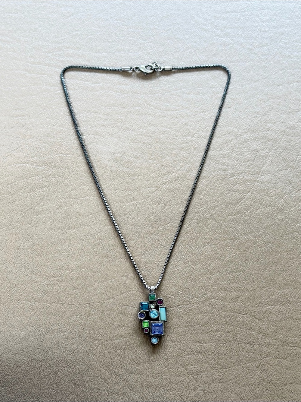 Patricia Locke “Kiss” Stunning Crystal Geometric Pendant Necklace Signed 2006